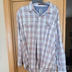 Timberland Blue and Orange Plaid Shirt